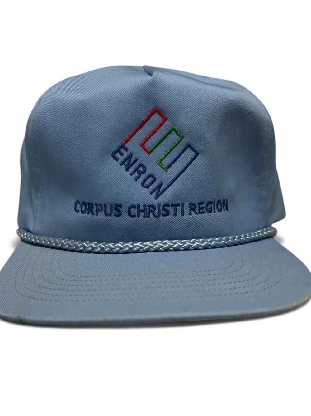 Vintage Enron Corpus Christi Region Light Blue Rope-Accent Adjustable Baby Blue